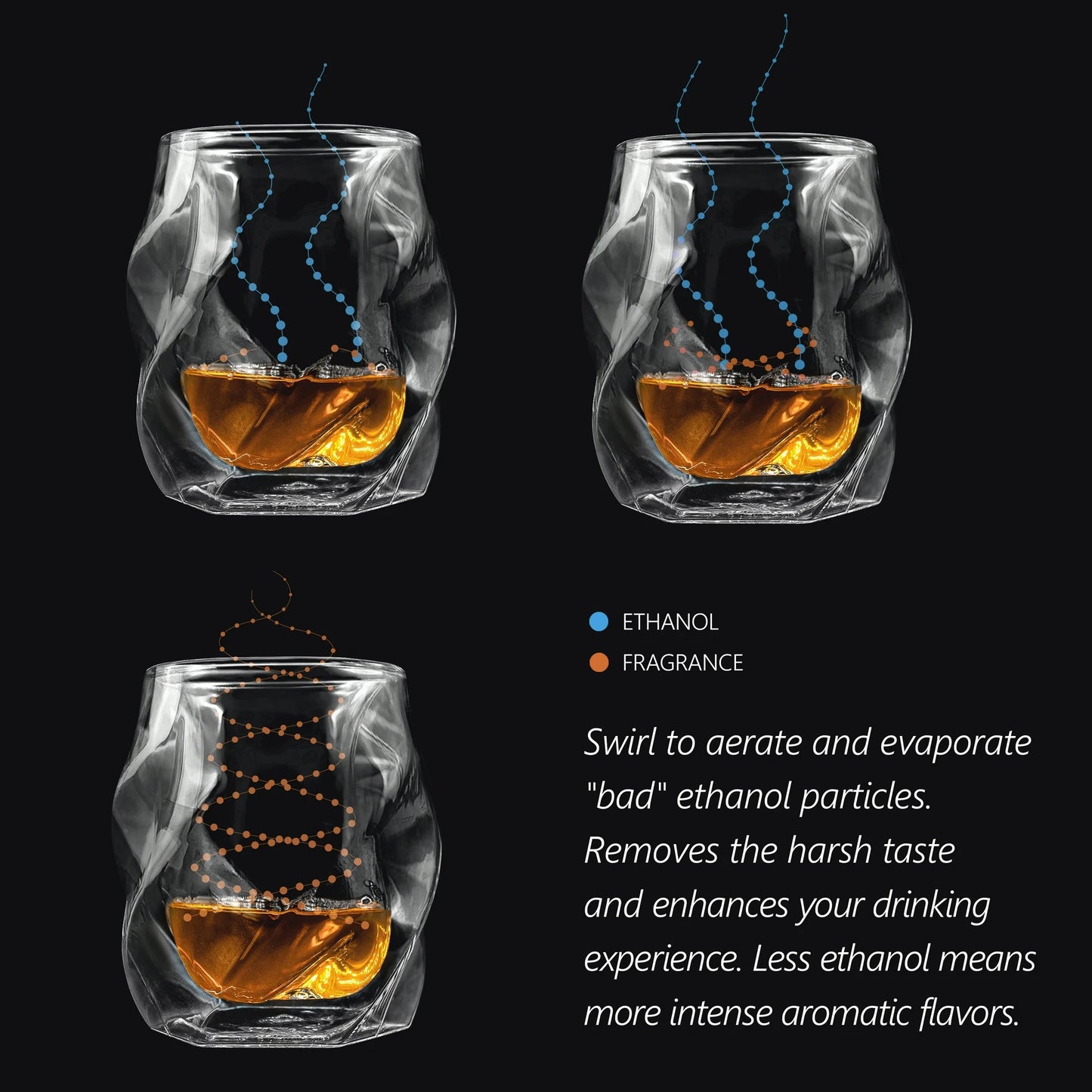 Aurora Crystal Whiskey Glass Set – 4 Double-Wall Tumblers