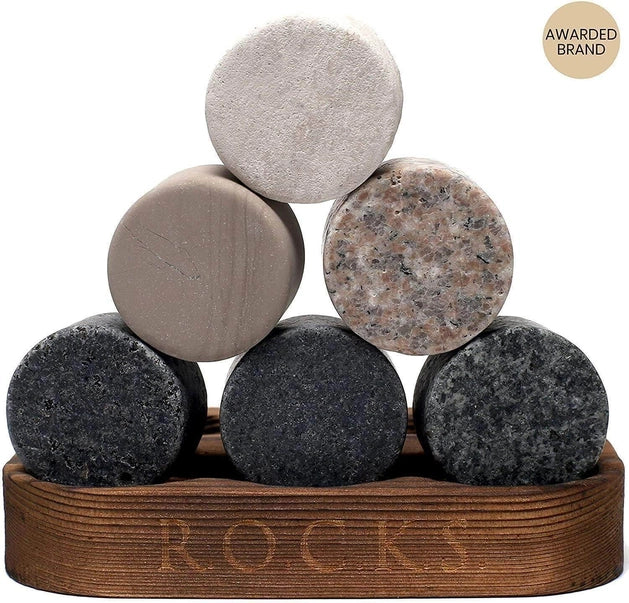 The Connoisseur's Set – Whiskey Glasses & Granite Stones