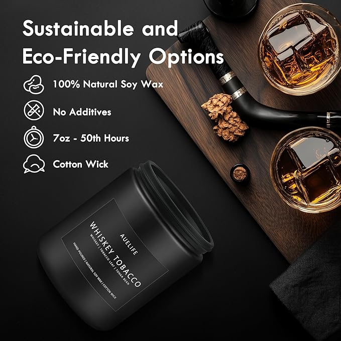 Masculine Whiskey & Tobacco Scented Candle (Luxury Gift)