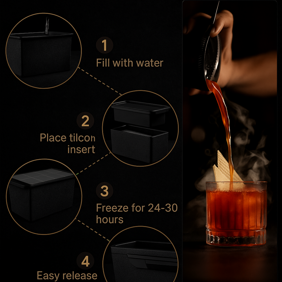 Clear Ice Cube Tray – 8 Large 2-Inch Cubes for Whiskey & Cocktails