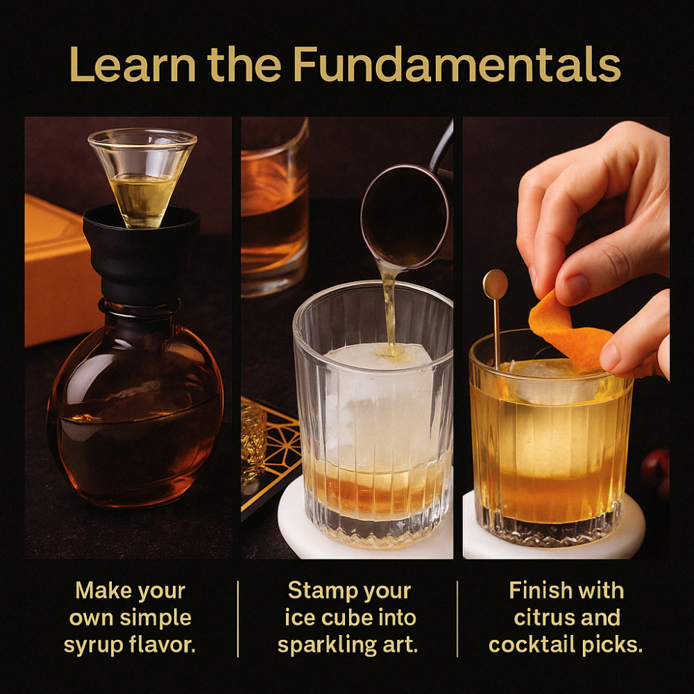 Whiskey Ice Shaper Set – Mold, Stamp & Tongs Kit
