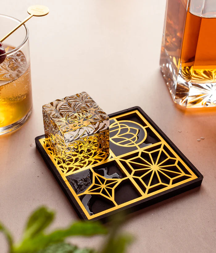 Whiskey Ice Shaper Set – Mold, Stamp & Tongs Kit