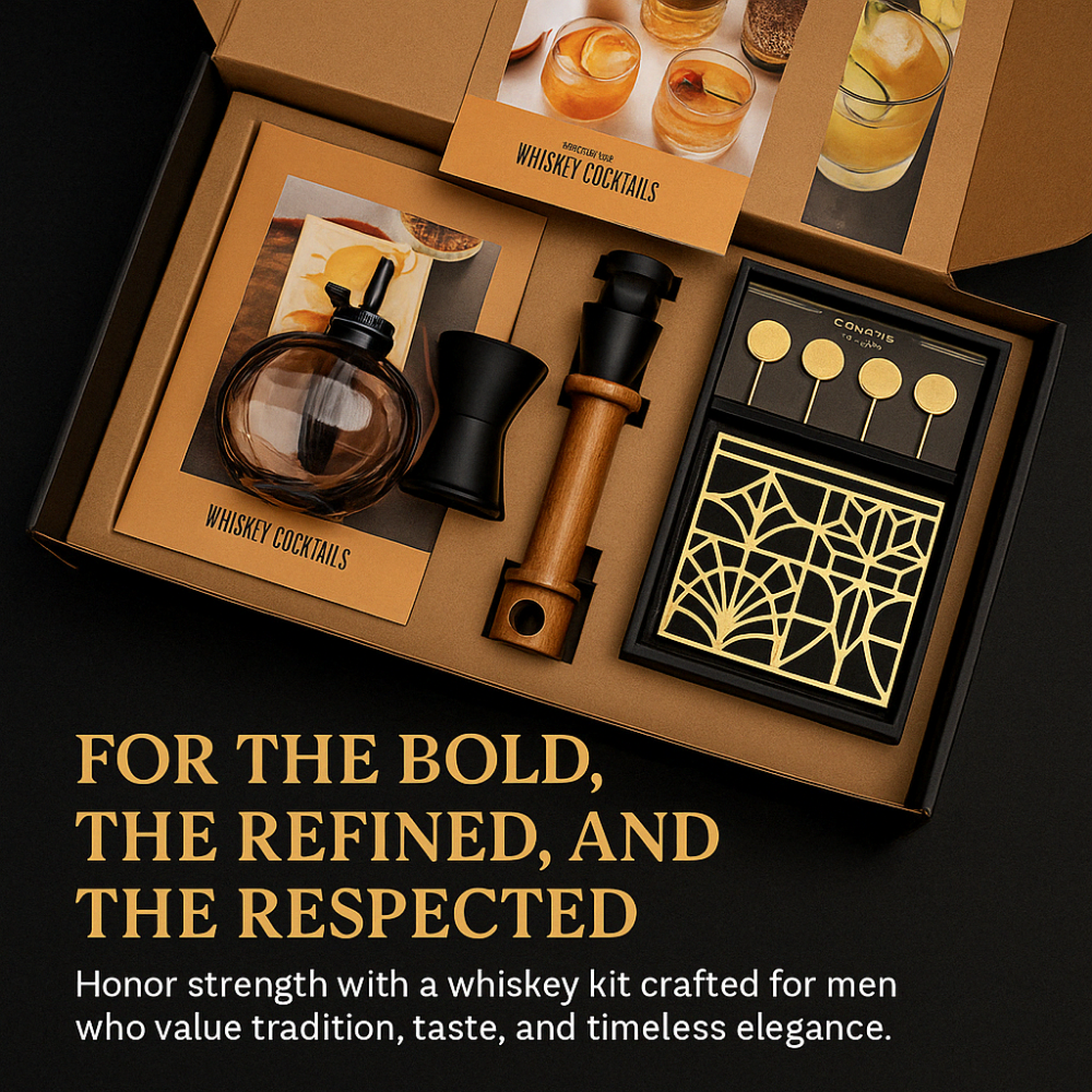 Whiskey Ice Shaper Set – Mold, Stamp & Tongs Kit