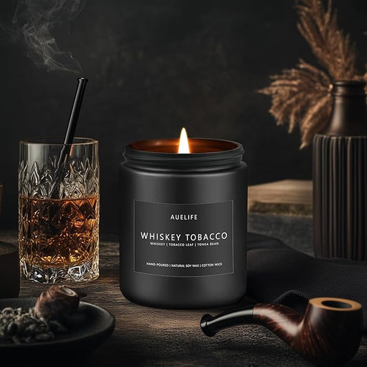 Masculine Whiskey & Tobacco Scented Candle (Luxury Gift)