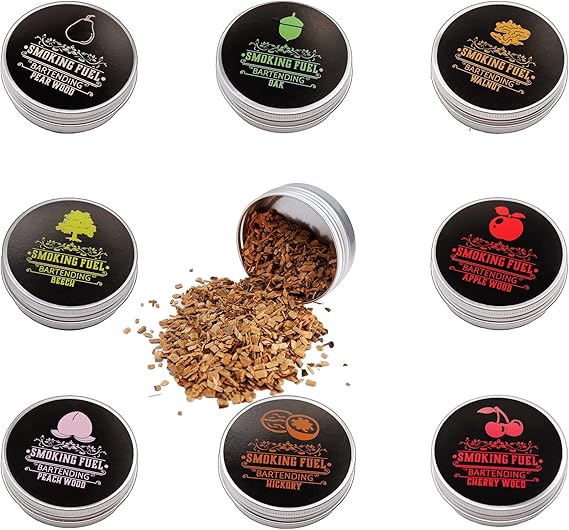 8-Flavored Smoker Wood Chips Gift Box for Whiskey & Cocktails