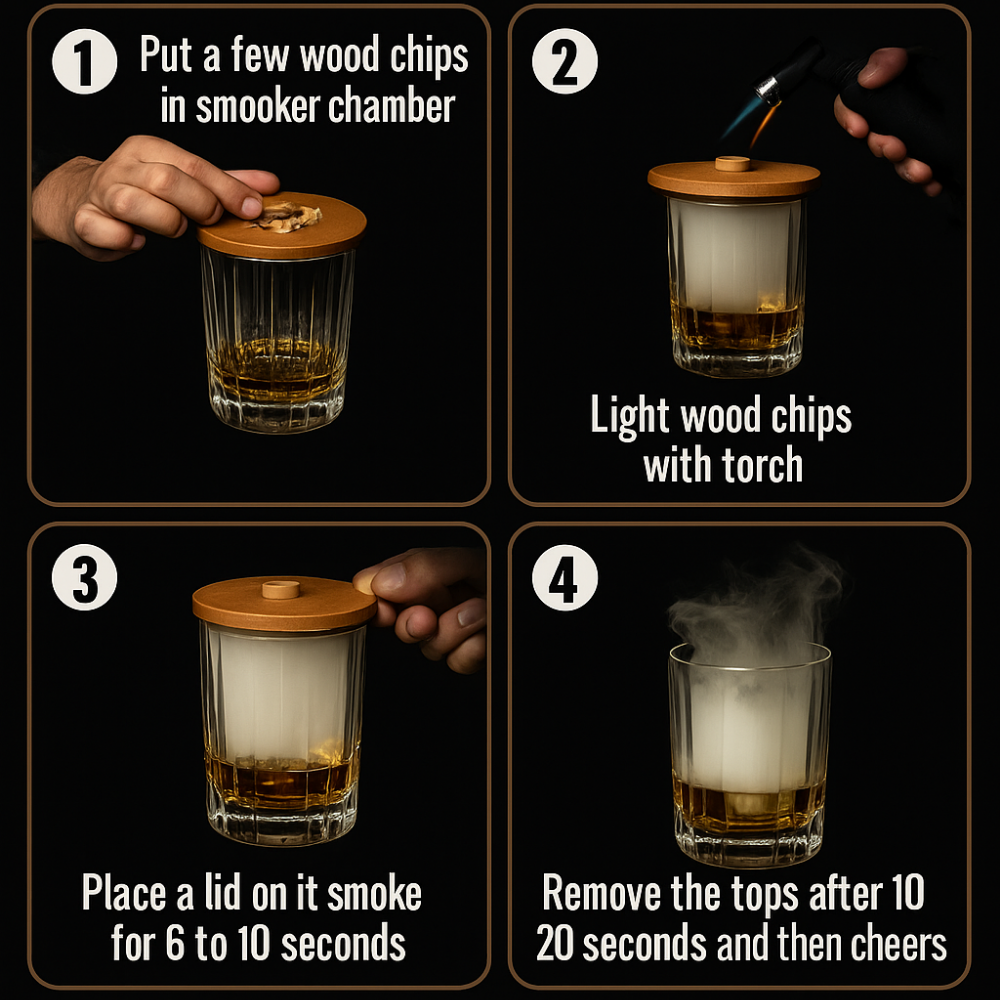 Whiskey Smoker Kit – 6-Piece Wood Set with Torch & Chips