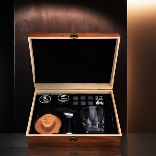 Luxury Wood Box Cocktail Smoker Kit – Complete Whiskey Smoking Set
