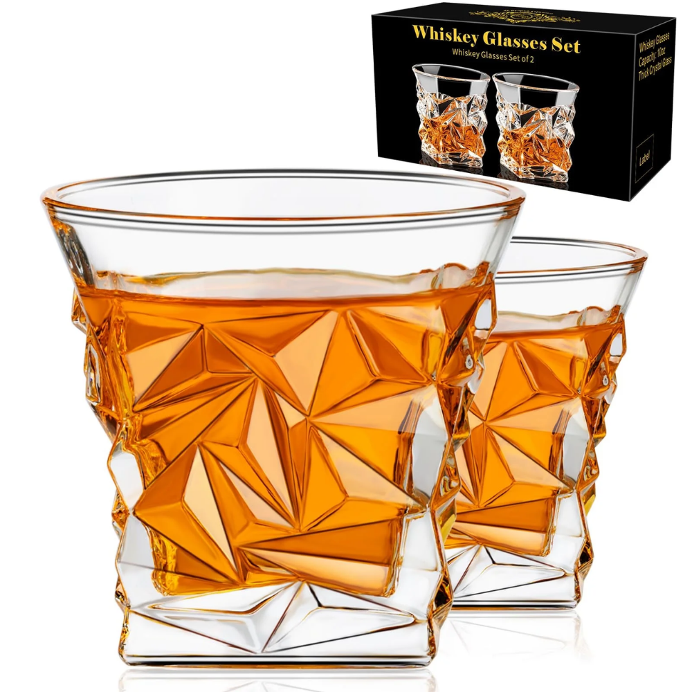 The Highlander – Whiskey Glass Duo (Ice-Cut Design)