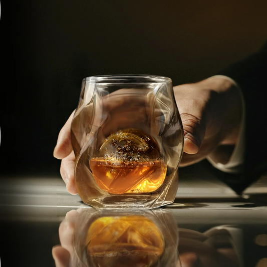 Aurora Crystal Whiskey Glass Set – 4 Double-Wall Tumblers