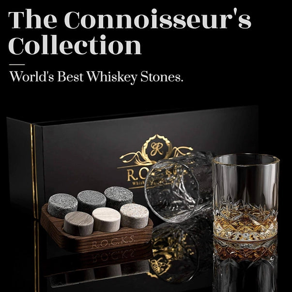 The Connoisseur's Set – Whiskey Glasses & Granite Stones